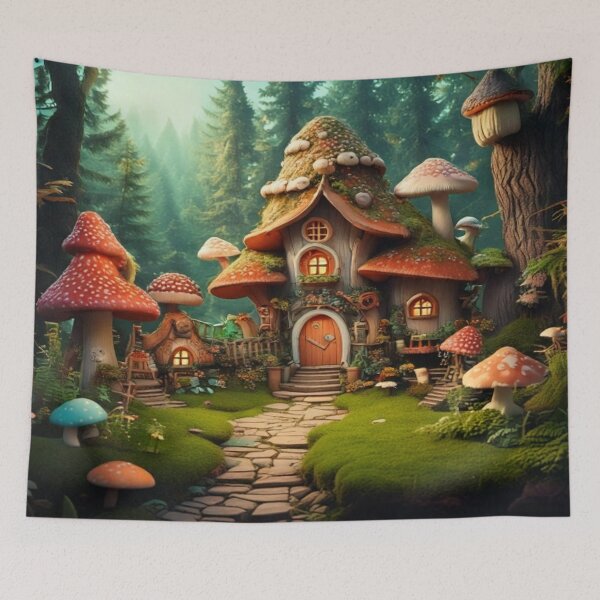 Item preview, Lifestyle Hub: Fantasy Woodland Village with Mushroom Cottages designed and sold by M&M Lifestyle Hub.