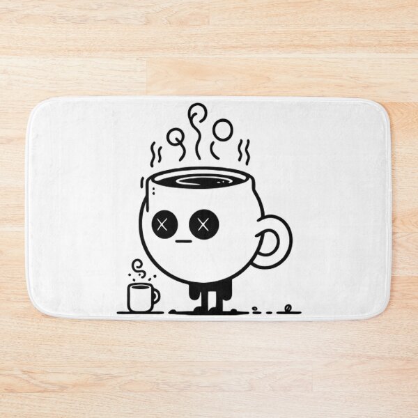 Item preview, Coffee Addict Tired Character Black White designed and sold by DrawDrip.