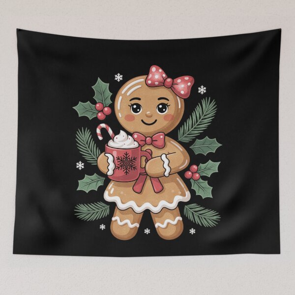 Item preview, Cute Gingerbread Girl Christmas Cocoa Art designed and sold by FreshVibe Prints.
