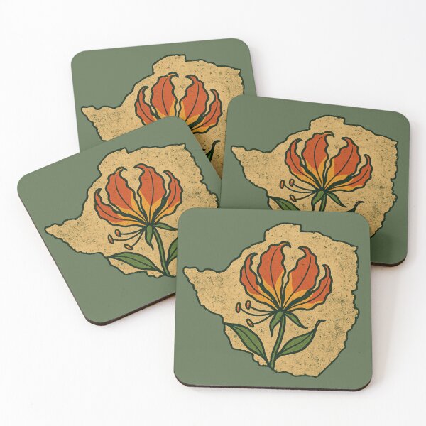 Item preview, Flame Lily over Zimbabwe (Rhodesia) Map — Vintage Distressed Emblem designed and sold by MvuuStudio.