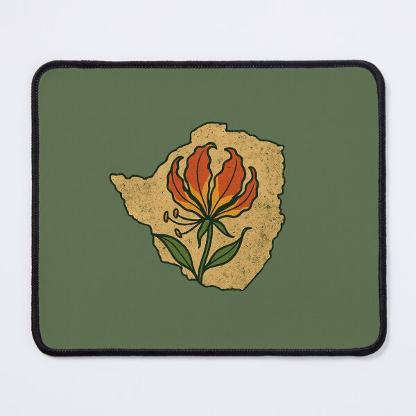 Item preview, Flame Lily over Zimbabwe (Rhodesia) Map — Vintage Distressed Emblem designed and sold by MvuuStudio.