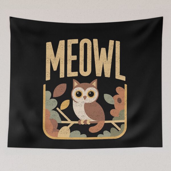 Item preview, Funny Meowl Cat Owl Retro Meme Art designed and sold by FreshVibe Prints.