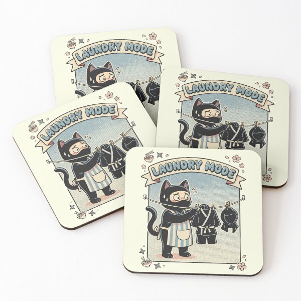 Item preview, Laundry Mode Cat - Retro Ninja Kitty Doing Laundry designed and sold by livvestudio.