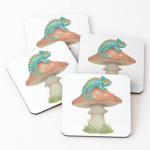 Item preview, Colorful Chameleon on Mushroom designed and sold by HoneyBreezeCo.