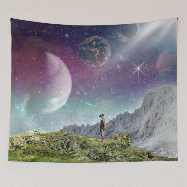 Item preview, Three planets in retro space collage designed and sold by helengarvey.