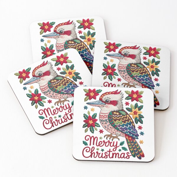 Item preview, Xmas Kookaburra – Embroidered Festive Bird Illustration designed and sold by JessArty ⭐⭐⭐⭐⭐.