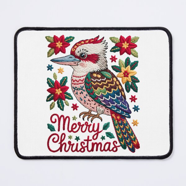 Item preview, Xmas Kookaburra – Embroidered Festive Bird Illustration designed and sold by JessArty ⭐⭐⭐⭐⭐.