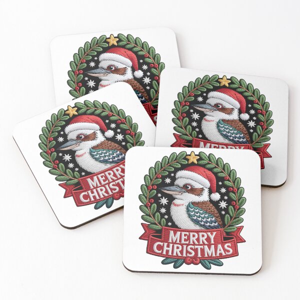 Item preview, Xmas Kookaburra – Hand-Stitched Holiday Nature Art designed and sold by JessArty ⭐⭐⭐⭐⭐.