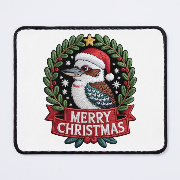 Item preview, Xmas Kookaburra – Hand-Stitched Holiday Nature Art designed and sold by JessArty ⭐⭐⭐⭐⭐.