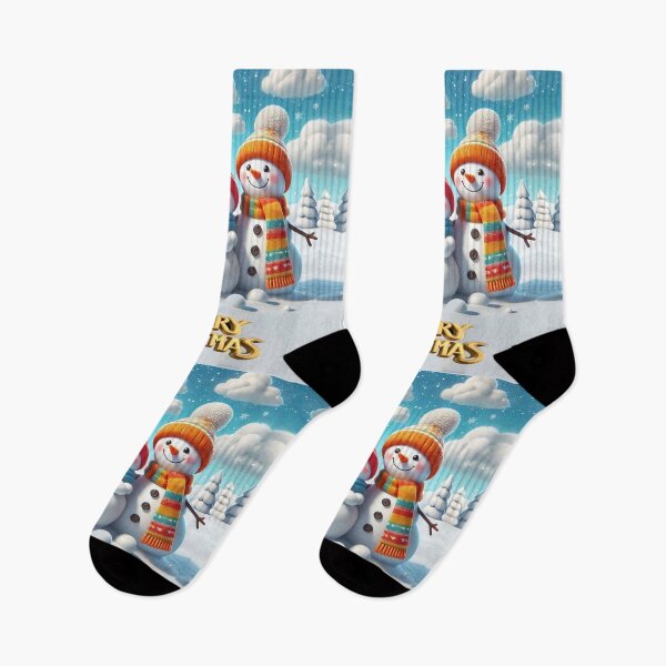 Item preview, Merry Christmas from snowmen wearing hats and scarves against the backdrop of the sky  designed and sold by JaroDesign2023.