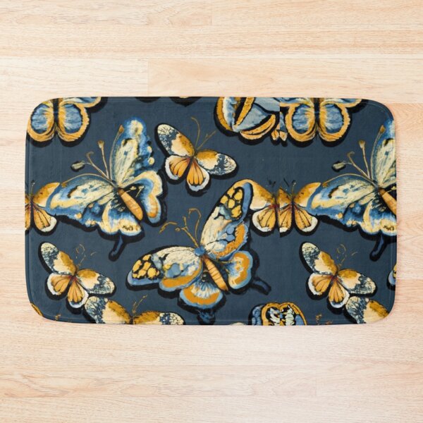 Item preview, logo Mosaic butterflies, black background color with gold patterns and details, abstract style, diffused lighting, natural colors, hyper quality, clear image illustration gold designed and sold by gulka8.