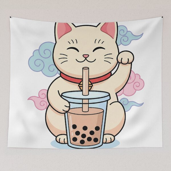 Item preview, Lucky Boba Cat - Maneki Neko Drinking Bubble Tea designed and sold by AidenPierce667.