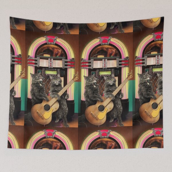 Item preview, Jukebox Cats – Artistic Illustration designed and sold by TreatLLC.