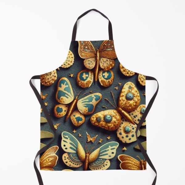 Item preview, logo Mosaic butterflies, black background color with gold patterns and details, abstract style, diffused lighting, natural colors, hyper quality, clear image illustration gold designed and sold by gulka8.