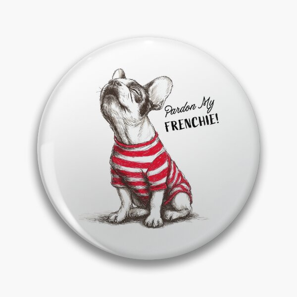 Item preview, Pardon My Frenchie – Cute French Bulldog Illustration in Striped Shirt designed and sold by newnomads-art.