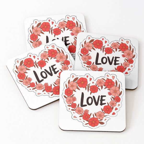 Item preview, Floral heart shaped love sticker design with bright pink flowers and clean outlined printable artwork designed and sold by ARTCREATESHOP.