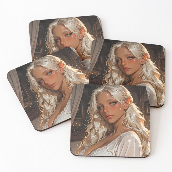 Item preview, Enchanting Elven Waifu Beauty With Flowing Silver Hair designed and sold by BorgSpareParts.