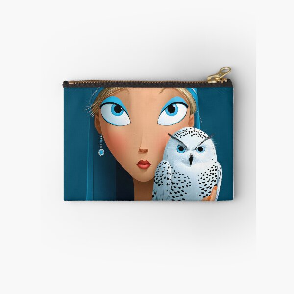 Item preview, Elegant Woman with Owl in Blue Tones and Diamonds designed and sold by Artessie.