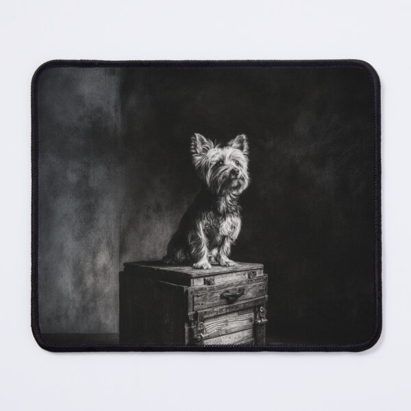 Item preview, A proud Yorkshire Terrier standing atop an old wooden crate, Dogs in Motion designed and sold by CDC40.