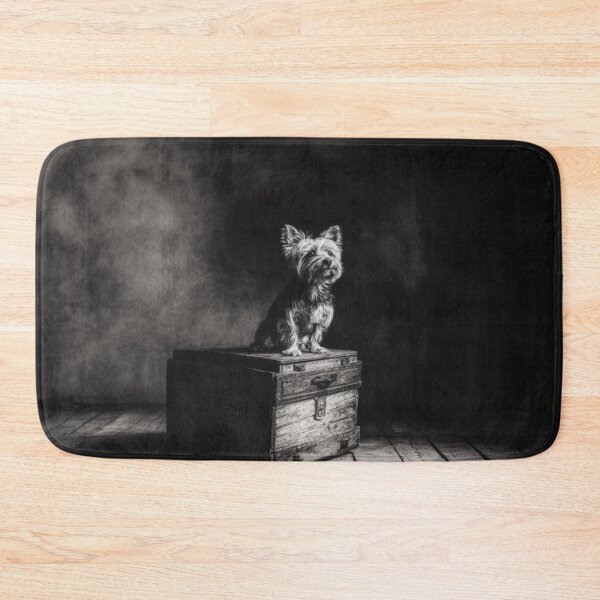 Item preview, A proud Yorkshire Terrier standing atop an old wooden crate, Dogs in Motion designed and sold by CDC40.