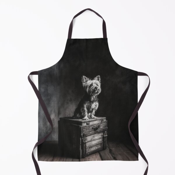 Item preview, A proud Yorkshire Terrier standing atop an old wooden crate, Dogs in Motion designed and sold by CDC40.