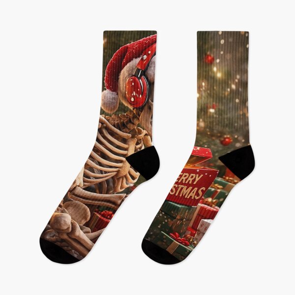 Item preview, 3D Christmas Skeleton With Santa Hat, Reading Gift Box, Festive Tree & Holiday Scene – Merry Christmas Design designed and sold by FUIRY .