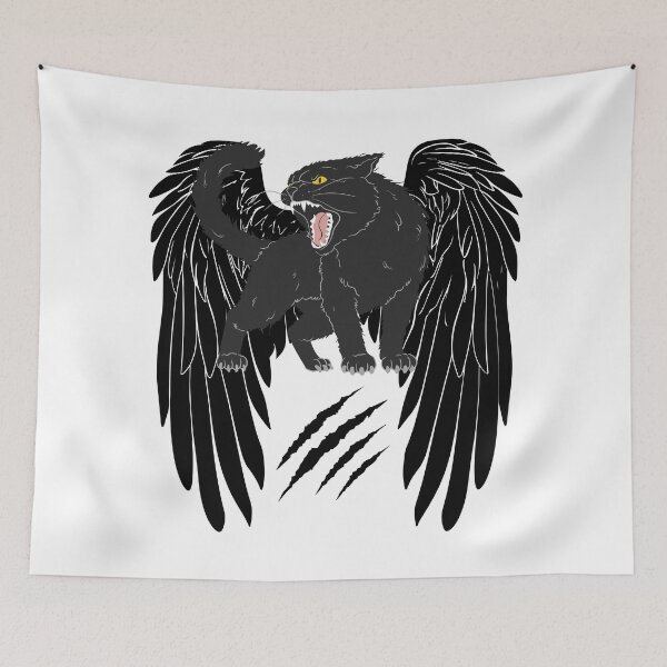 Item preview, Winged Black Cat Fury – Dark Angel Feline with Claw Marks designed and sold by Carftastic.