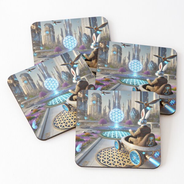 Item preview, A cyborg rabbit driving a futuristic flying car 003L3P176TH4KE9  designed and sold by OsirizyahDesign.