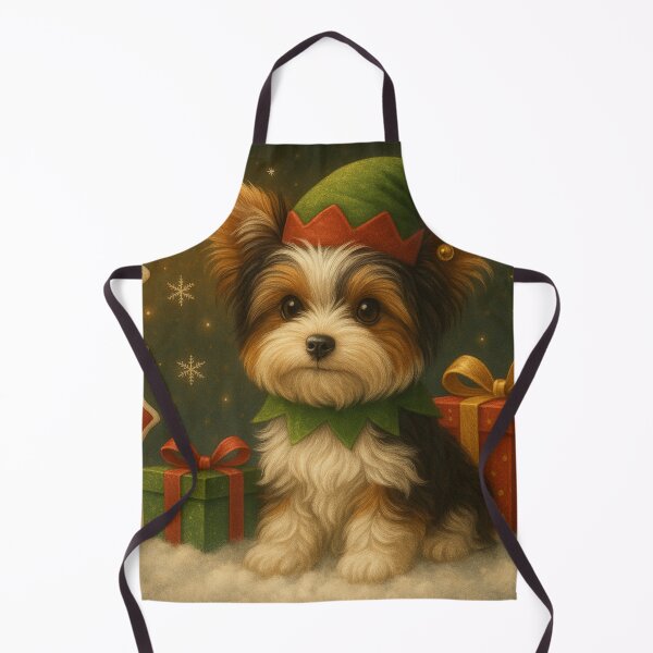 Item preview, Biewer Yorkshire Terrier Christmas Puppy – Gold Edition Holiday designed and sold by GivingJoy.