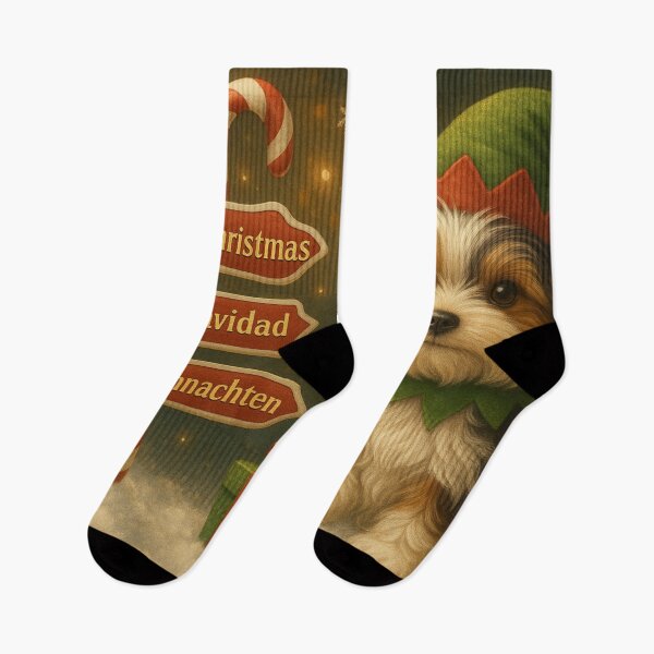 Item preview, Biewer Yorkshire Terrier Christmas Puppy – Gold Edition Holiday designed and sold by GivingJoy.