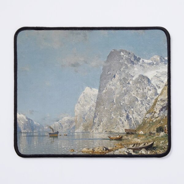 Item preview, Norwegian Fjord Landscape Vintage Painting designed and sold by sekretart.
