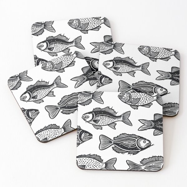 Item preview, Black & White Fishes Pattern designed and sold by Modern Mood Prints.