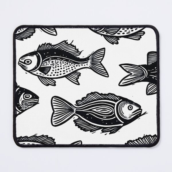 Item preview, Black & White Fishes Pattern designed and sold by Modern Mood Prints.