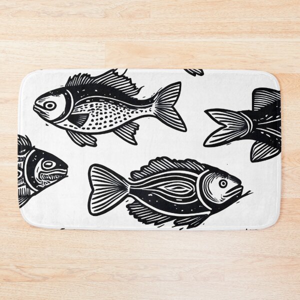 Item preview, Black & White Fishes Pattern designed and sold by Modern Mood Prints.