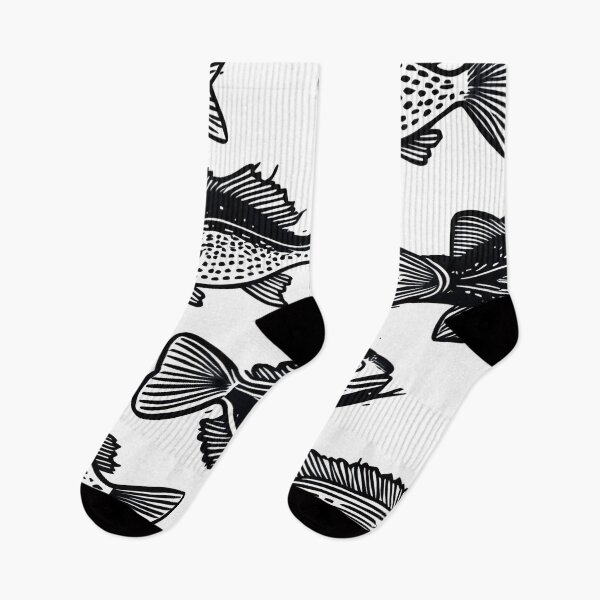 Item preview, Black & White Fishes Pattern designed and sold by Modern Mood Prints.