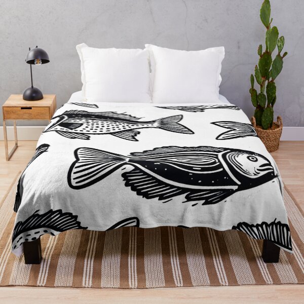 Item preview, Black & White Fishes Pattern designed and sold by Modern Mood Prints.
