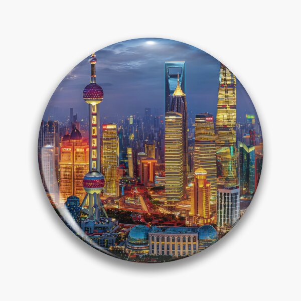 Item preview, Stunning Shanghai Skyline at Twilight in Vibrant Colors designed and sold by Artessie.