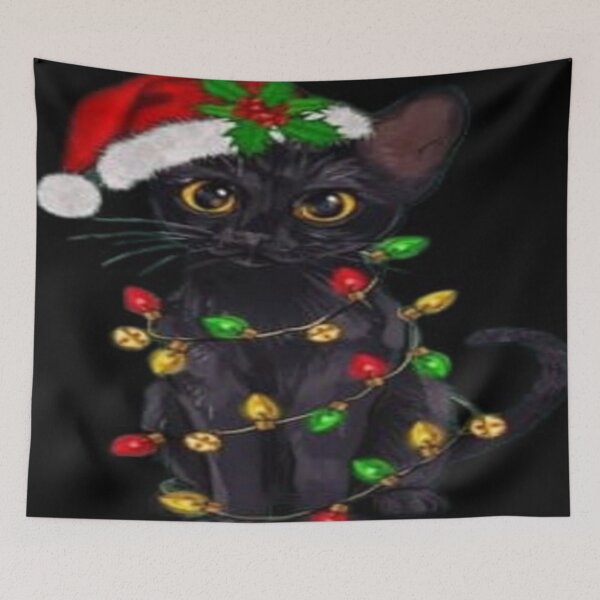 Item preview, Adorable Black Kitten Tangled in Christmas Lights designed and sold by Studio-DeLuz.