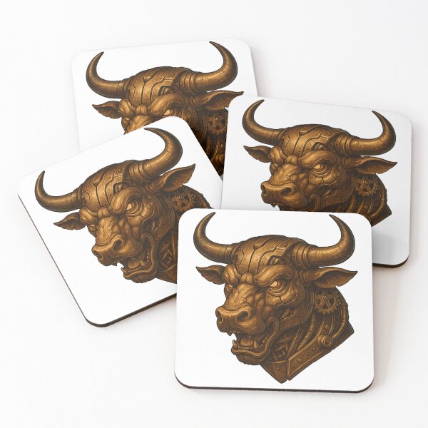 Item preview, Steampunk Bull – Brass Cyber Animal Portrait designed and sold by Papier Atelier Art.
