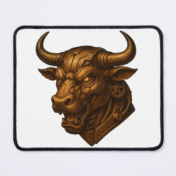Item preview, Steampunk Bull – Brass Cyber Animal Portrait designed and sold by Papier Atelier Art.