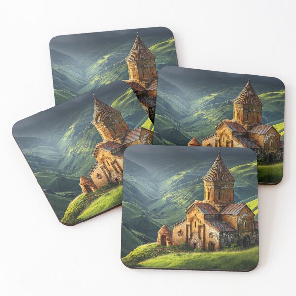 Item preview, Ancient Church Amidst Verdant Mountain Landscape designed and sold by Artessie.