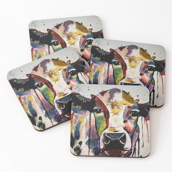 Item preview, Drippy, splattered multi colored cow designed and sold by Christine Ostergren.