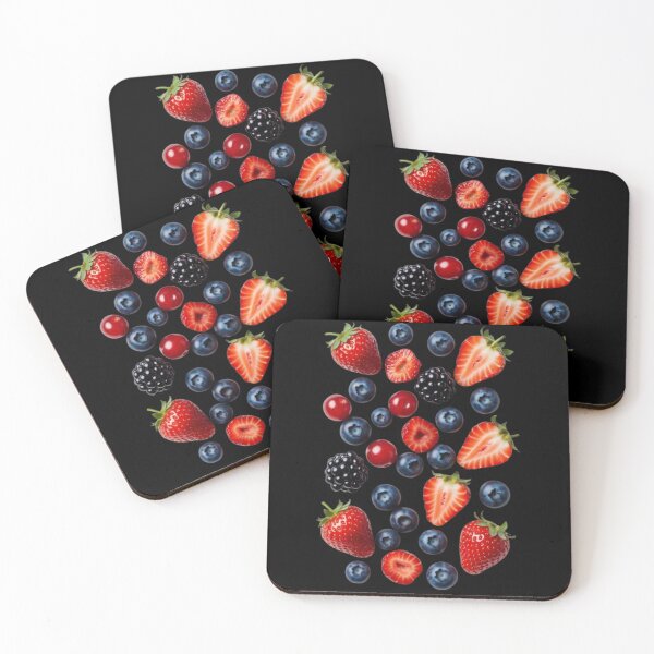 Item preview, Mixed falling berries in vibrant scattered fruit pattern designed and sold by SassyArtistry.