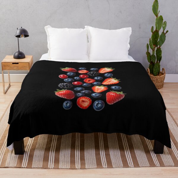 Item preview, Mixed falling berries in vibrant scattered fruit pattern designed and sold by SassyArtistry.