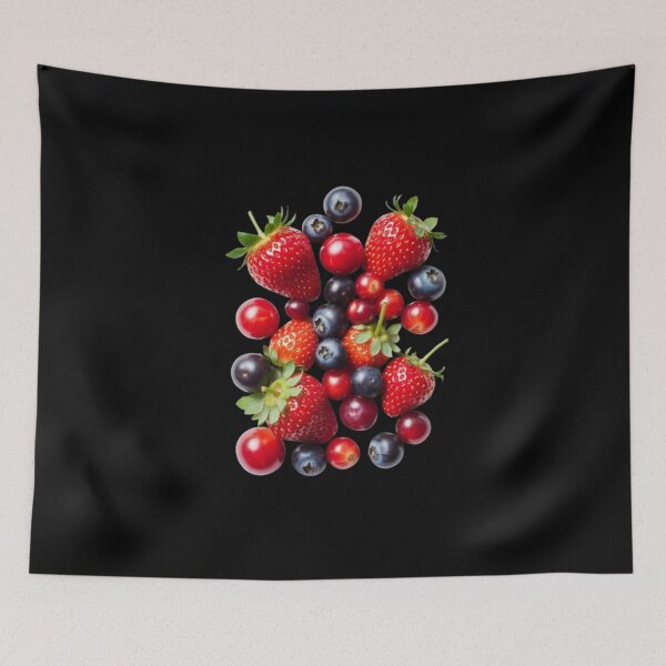 Item preview, Mixed falling berries in bright scattered fruit composition designed and sold by SassyArtistry.