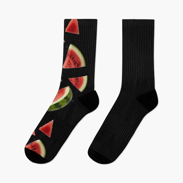 Item preview, Falling watermelon slices in bright scattered fruit pattern designed and sold by SassyArtistry.