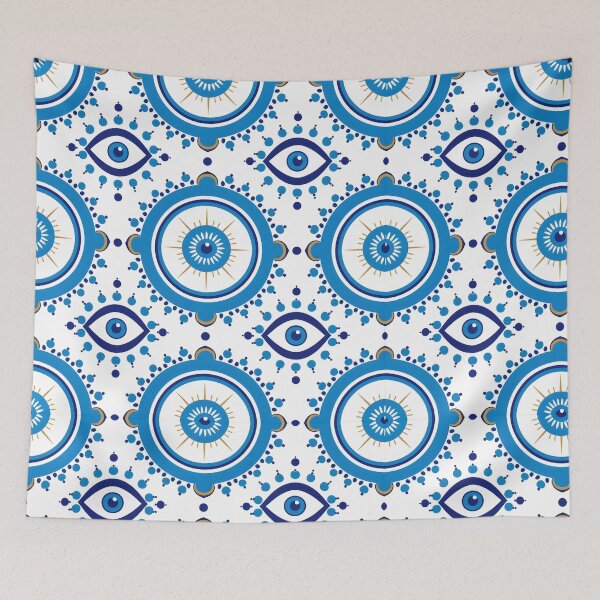 Item preview, Cobalt Concentric Eye Motif Modern Greek Pattern designed and sold by daila70.