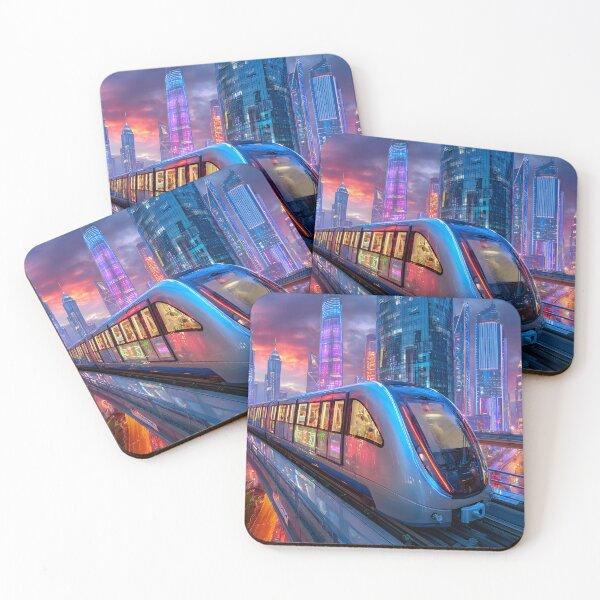 Item preview, Futuristic Cityscape with Monorail at Sunset designed and sold by Artessie.