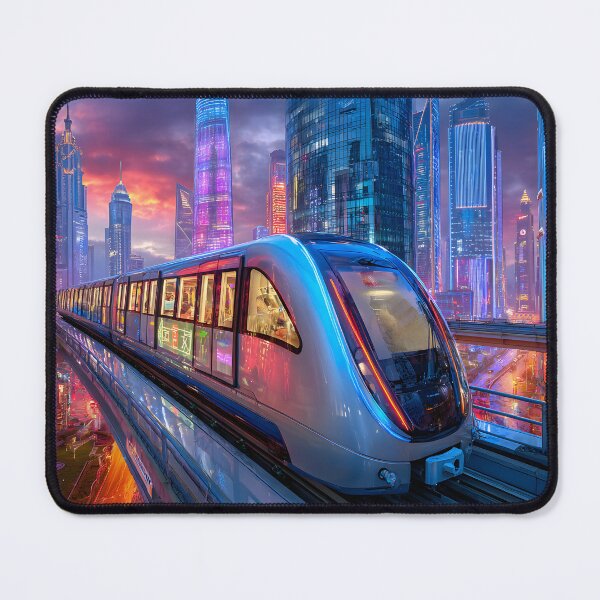 Item preview, Futuristic Cityscape with Monorail at Sunset designed and sold by Artessie.