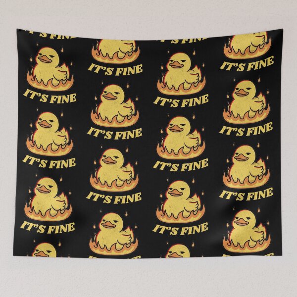 Item preview, It’s Fine Duck Funny Meme – Cute Burning Duck Illustration designed and sold by CaffeineDose.